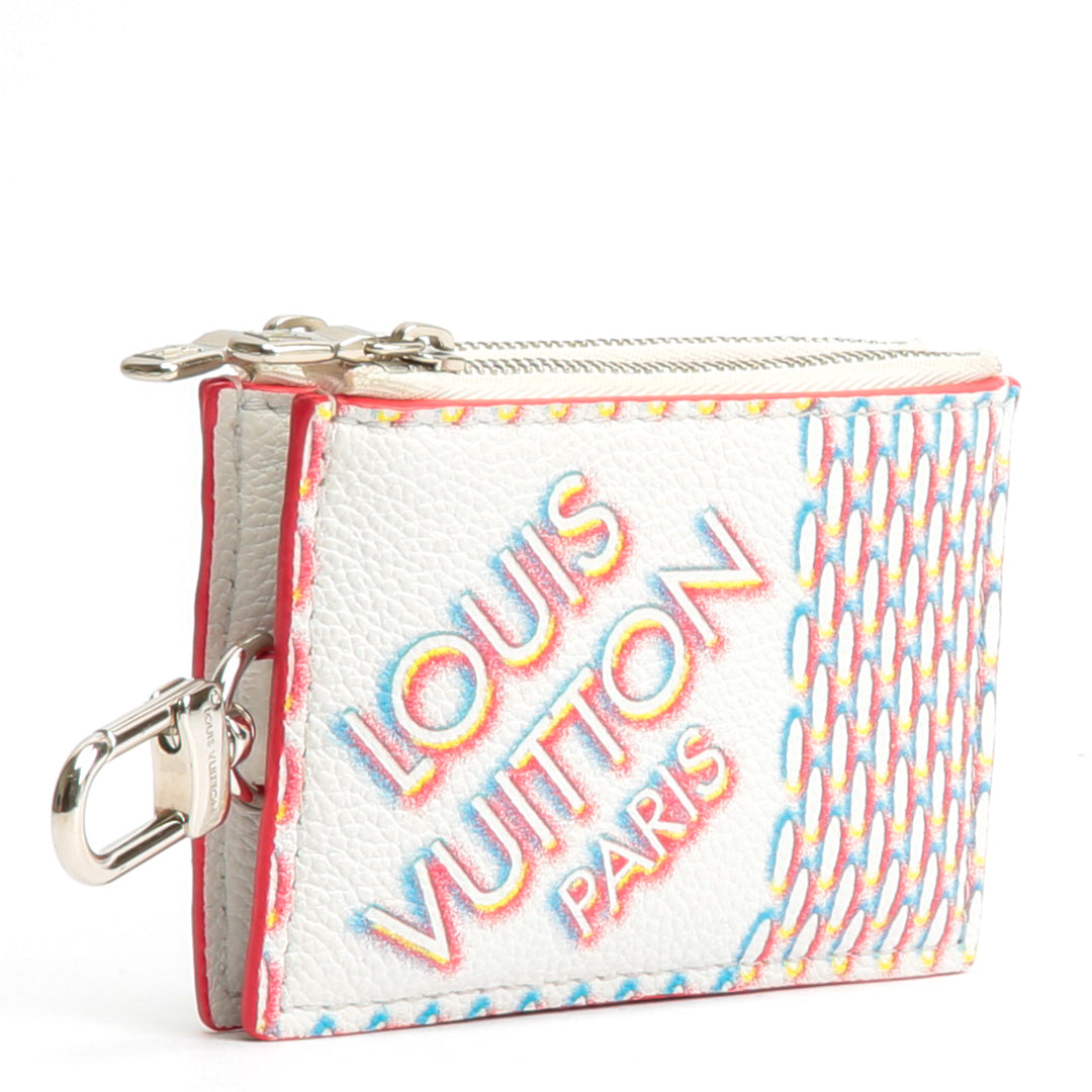 LOUIS VUITTON White Damier Spray Double Zipped Card Holder