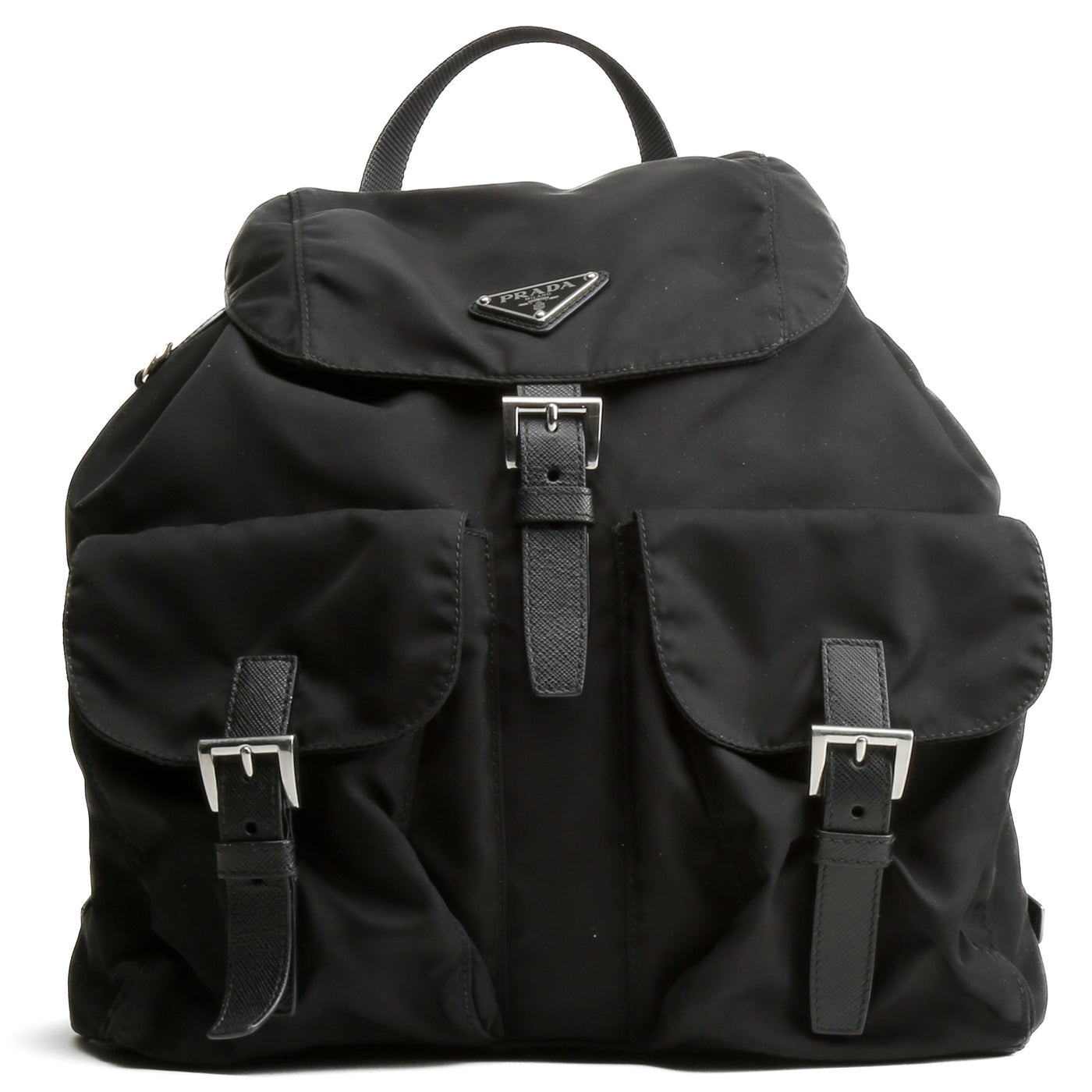 PRADA Re-Nylon Saffiano-Trimmed Medium Backpack - Black