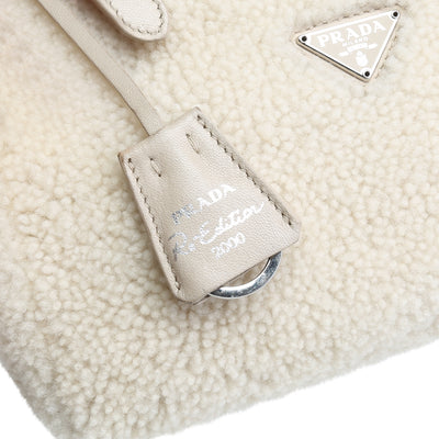 PRADA Shearling Re-Edition 2000 Hobo - Cream OUTLET FINAL SALE