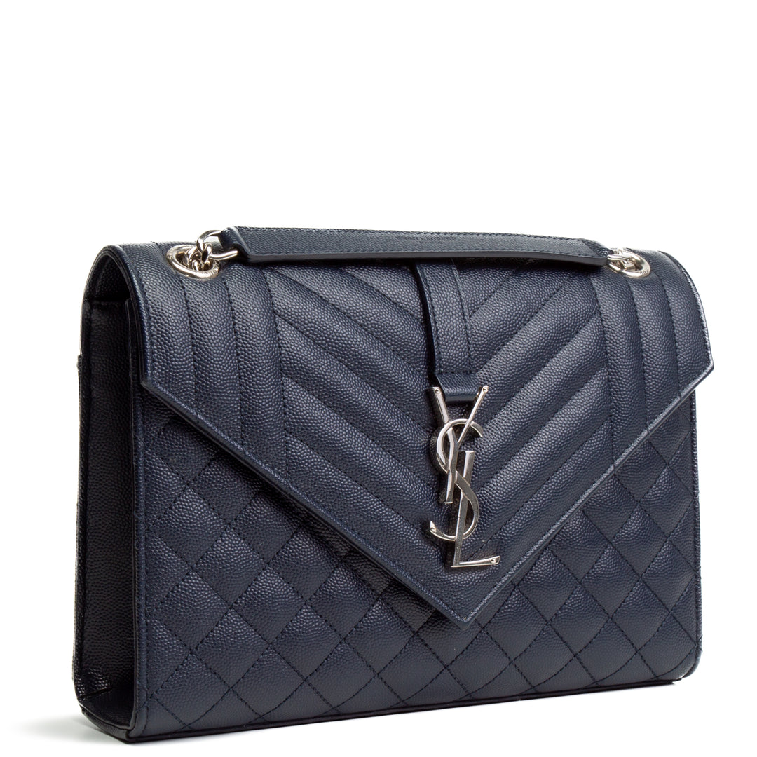 SAINT LAURENT  Tri Quilt Envelope Medium  Bag - Navy