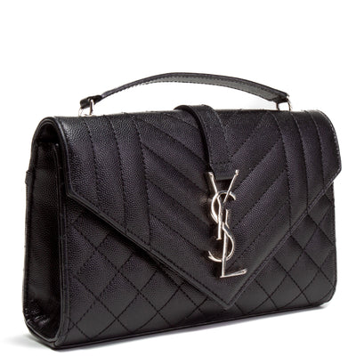 SAINT LAURENT Small Triquilt Envelope Flap Bag - Black