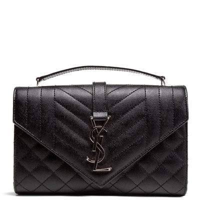 SAINT LAURENT Small Triquilt Envelope Flap Bag - Black