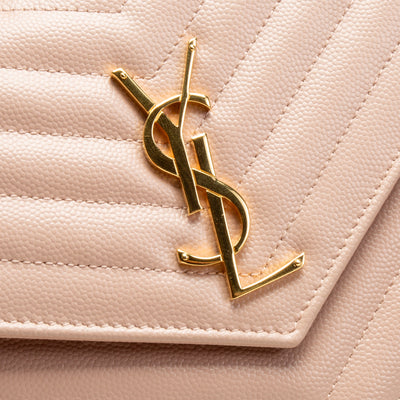 SAINT LAURENT Monogram Large Wallet On Chain - Blush Pink