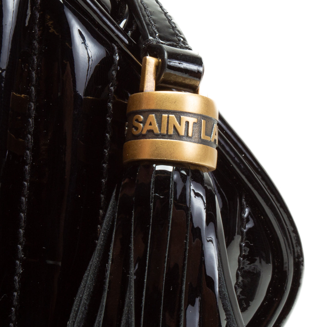 SAINT LAURENT Patent Leather Lou Belt Bag- Black