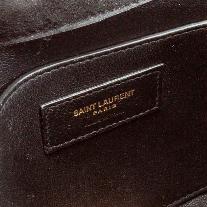 SAINT LAURENT Suede Sulpice Flap Bag - Black - OUTLET FINAL SALE