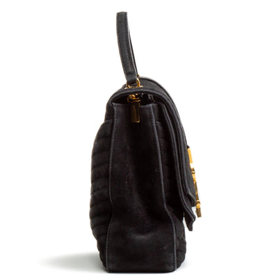 SAINT LAURENT Suede Sulpice Flap Bag - Black - OUTLET FINAL SALE