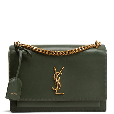 SAINT LAURENT Medium Sunset Bag - Olive Green