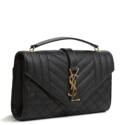 SAINT LAURENT Small Triquilt Envelope Flap Bag - Black