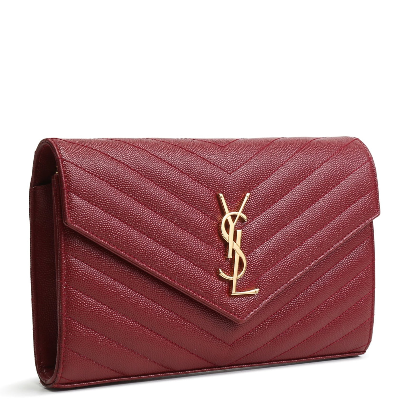 SAINT LAURENT Monogram Envelope Wallet On Chain - Burgundy