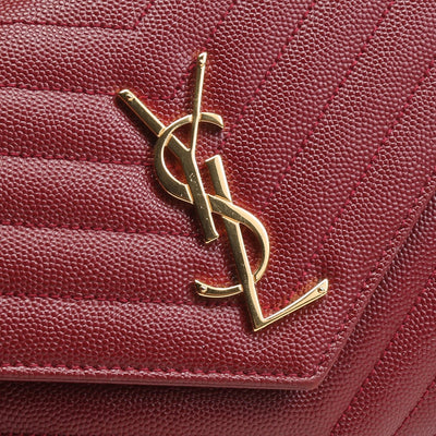 SAINT LAURENT Monogram Envelope Wallet On Chain - Burgundy