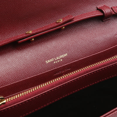 SAINT LAURENT Monogram Envelope Wallet On Chain - Burgundy