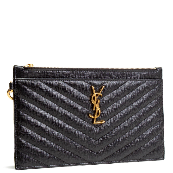 SAINT LAURENT Cassandre Matelasse Large Wristlet - Black