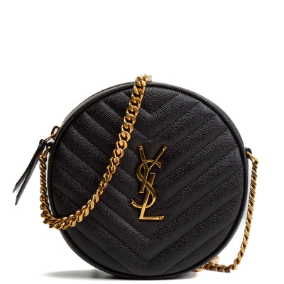 SAINT LAURENT Vinyle Round Camera Bag - Black