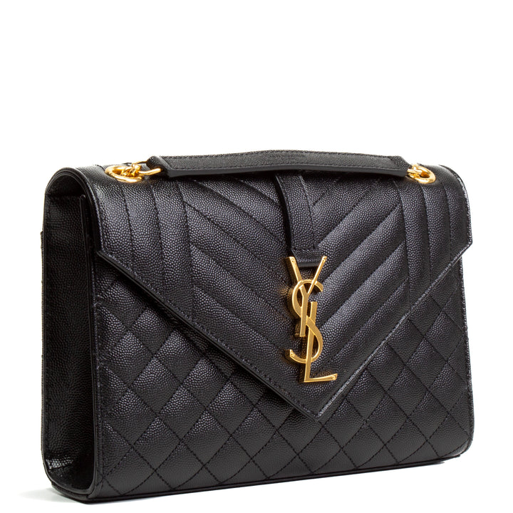 SAINT LAURENT Triquilt Envelope Medium Bag -Black