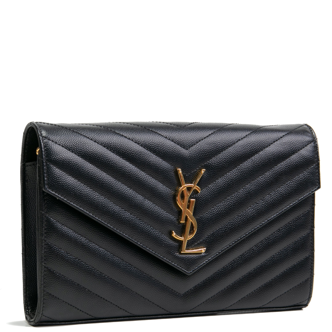 SAINT LAURENT Cassandre Chain Wallet - Black