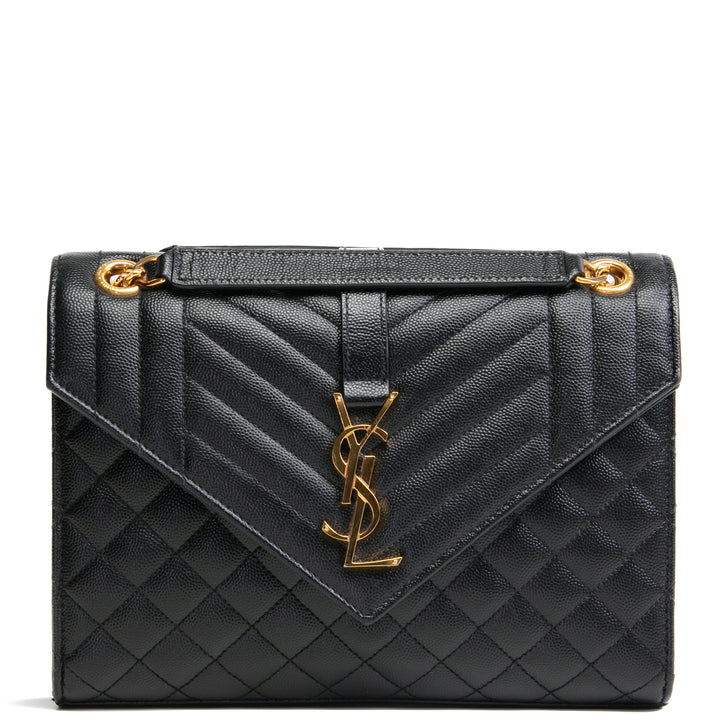 Saint Laurent Medium Tri -Quilt -Umschlagsbeutel - schwarz