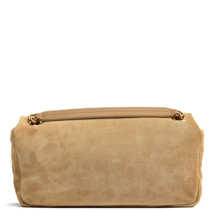 SAINT LAURENT Suede Calypso Shoulder Bag - Fallow